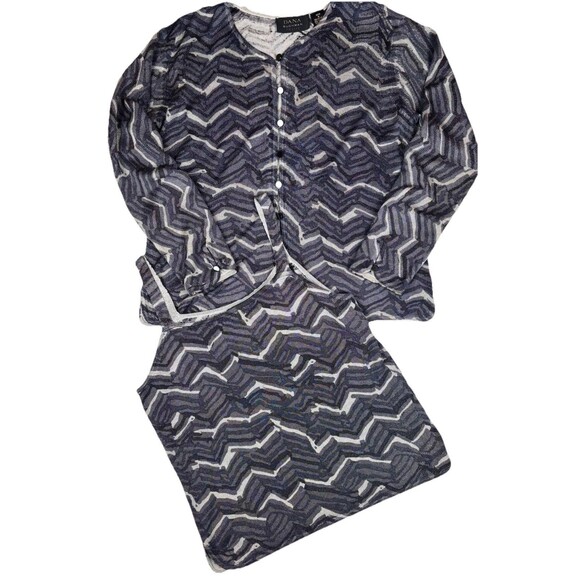 Dana Buchman Womens Size PM Whimsey Chevron Silver Metallic Sweater Twinset - Picture 1 of 6